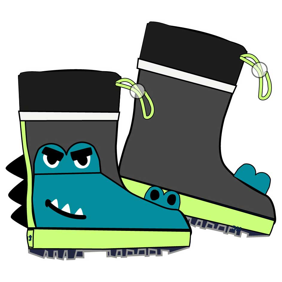 Rain boots from the Children's Clothing Line Tuc Tuc, with crocodile design, laces at the calf.
C...