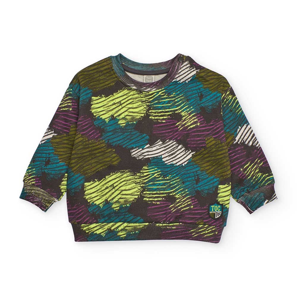 Crewneck sweatshirt from the Tuc Tuc Children's Clothing Line, featuring an all-over crocodile pa...