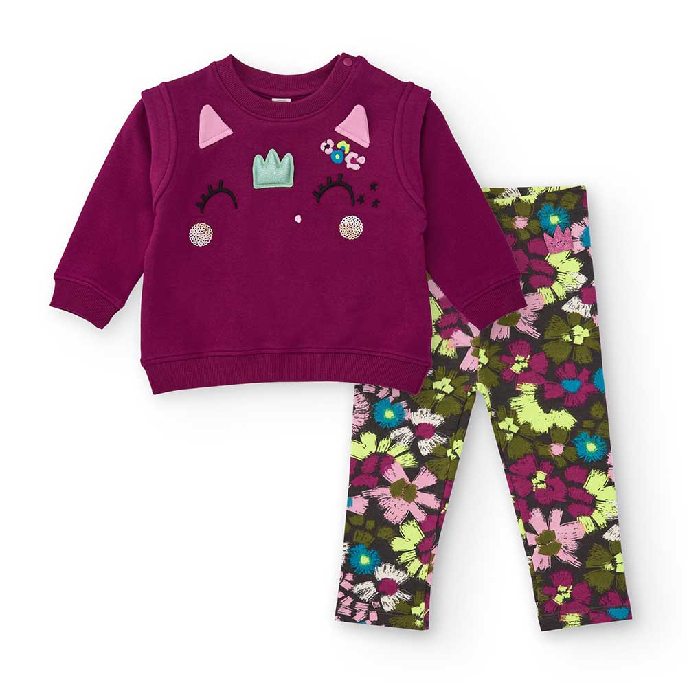 Tuta della linea Abbigliamento Bambina Tuc Tuc, con leggins a fantasia multicolor e felpa con sta...