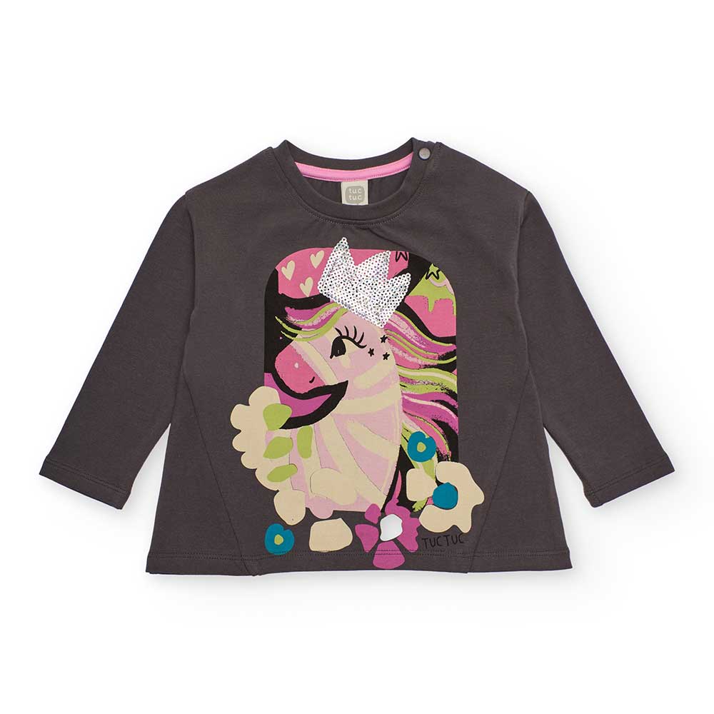 T-shirt à manches longues de la ligne Vêtements Fille Tuc Tuc, avec impression multicolore sur le...
