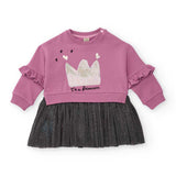 VESTITO FELPA CON TULLE