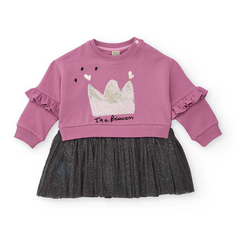 VESTITO FELPA CON TULLE