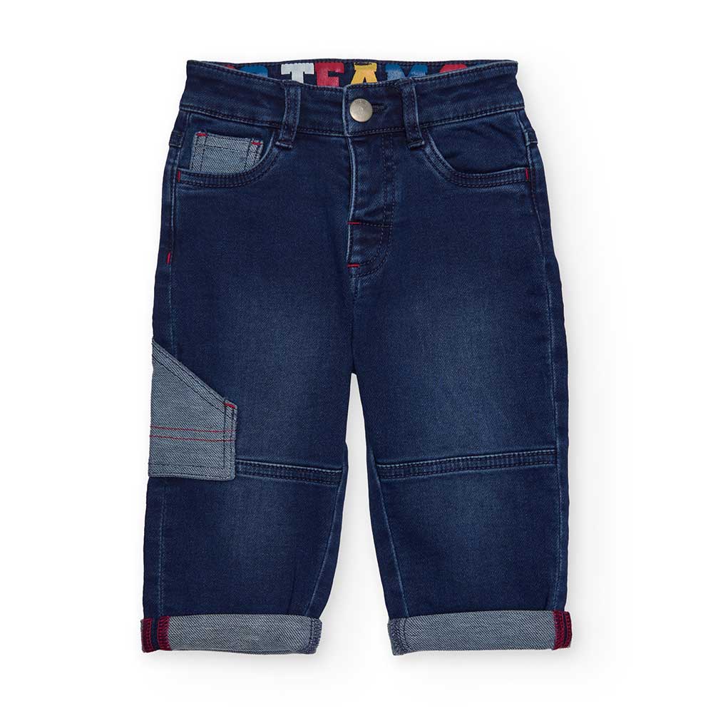 Pantalone denim della Linea Abbigliamento Bambino Tuc Tuc, con inserto in tessuto in contrasto di...