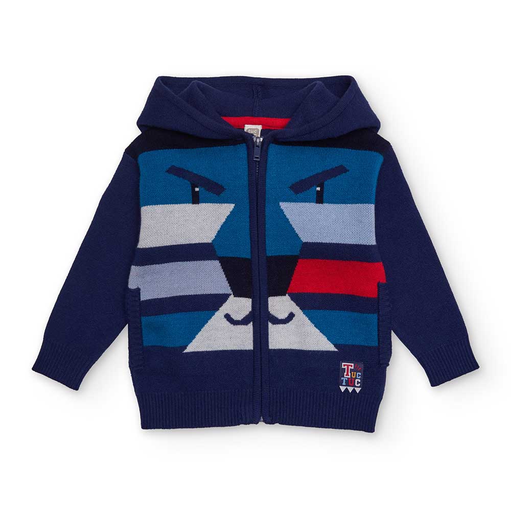 Scopri la giacca con cappuccio della linea Tuc Tuc, pensata per i più piccoli. Questo cardigan di...
