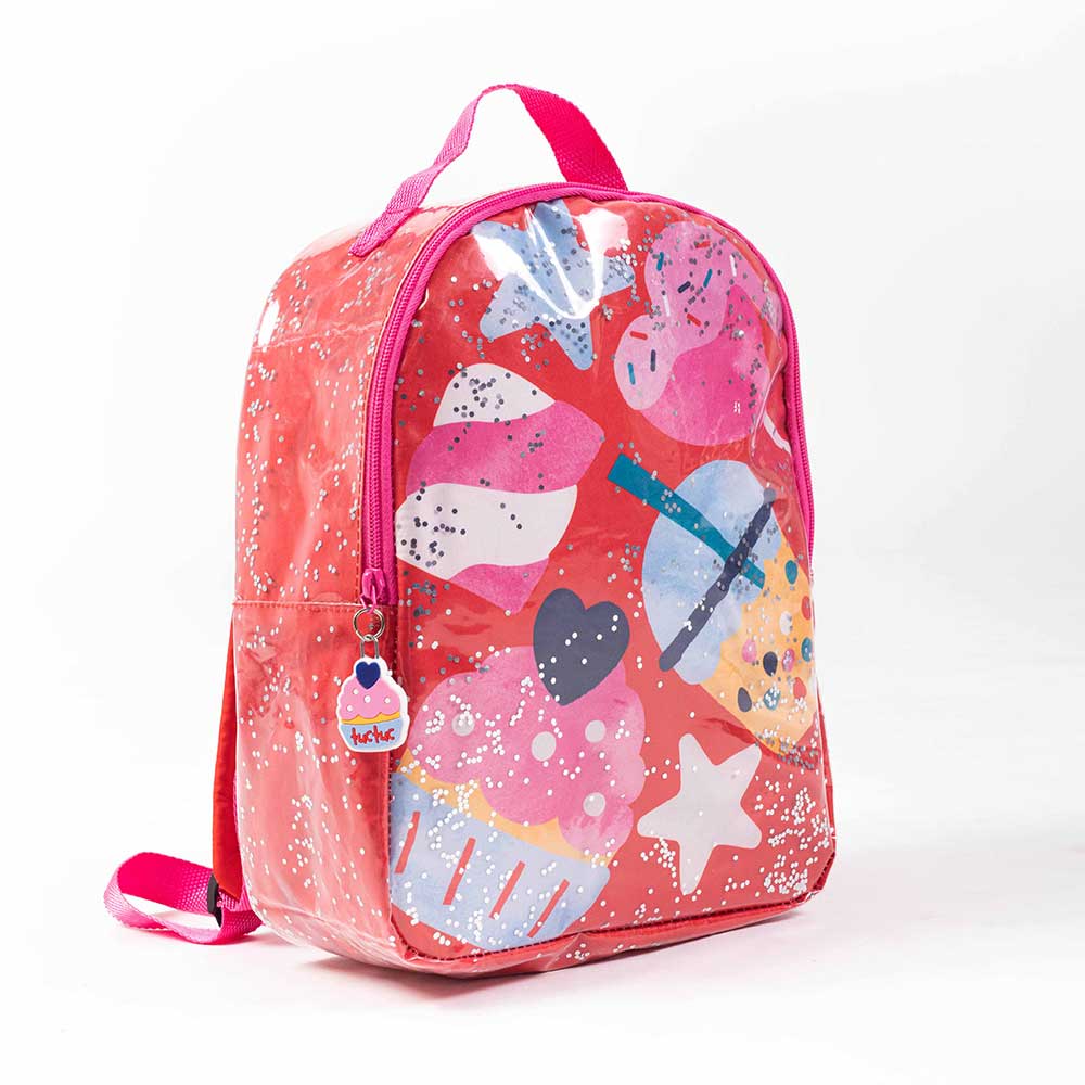 Zaino della Linea Abbigliamento Bambina Tuc Tuc, con doppia tasca e adornato di lurex e paillette...