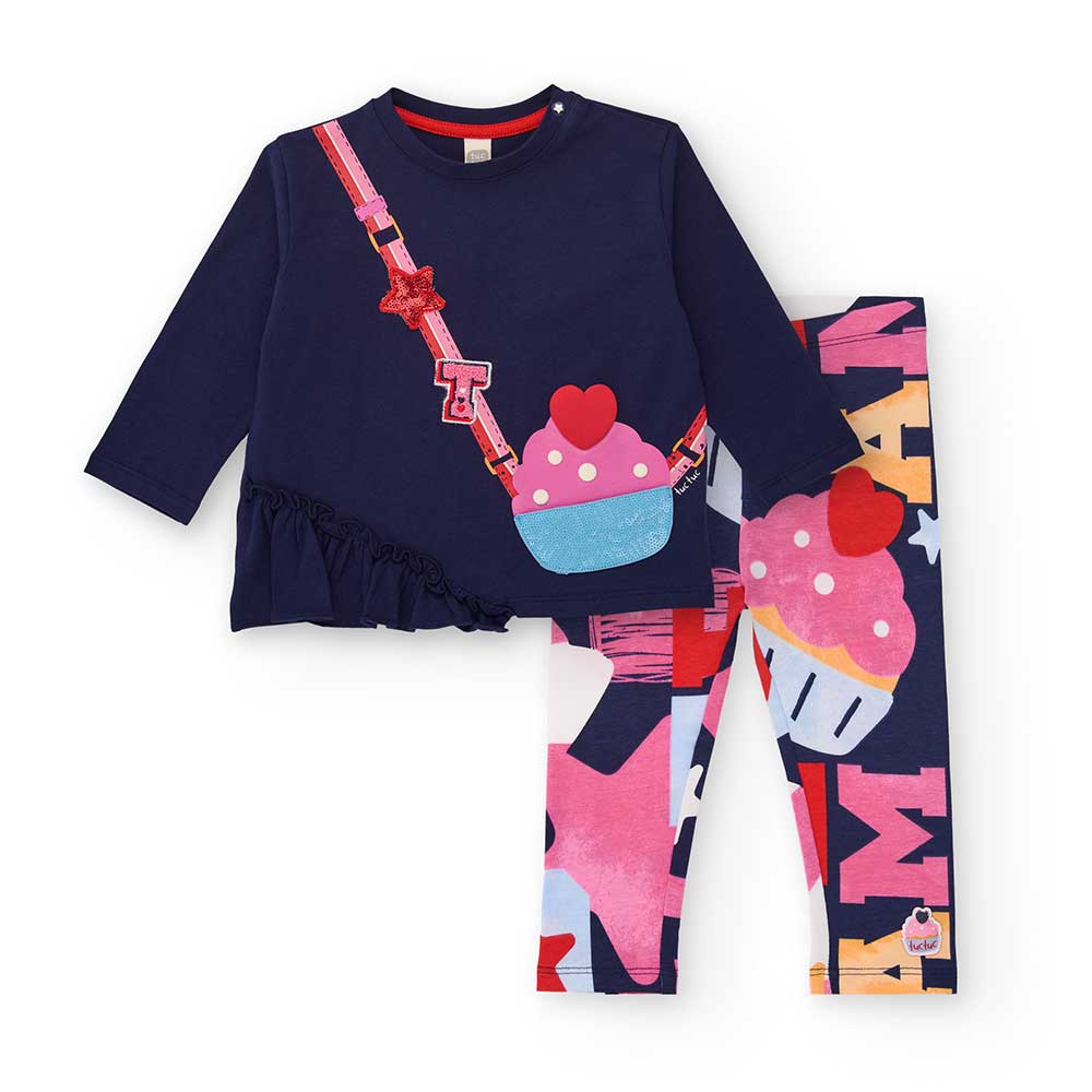 Complete two-piece set from the Tuc Tuc Girls' Clothing Line, consisting of multicolored patterne...