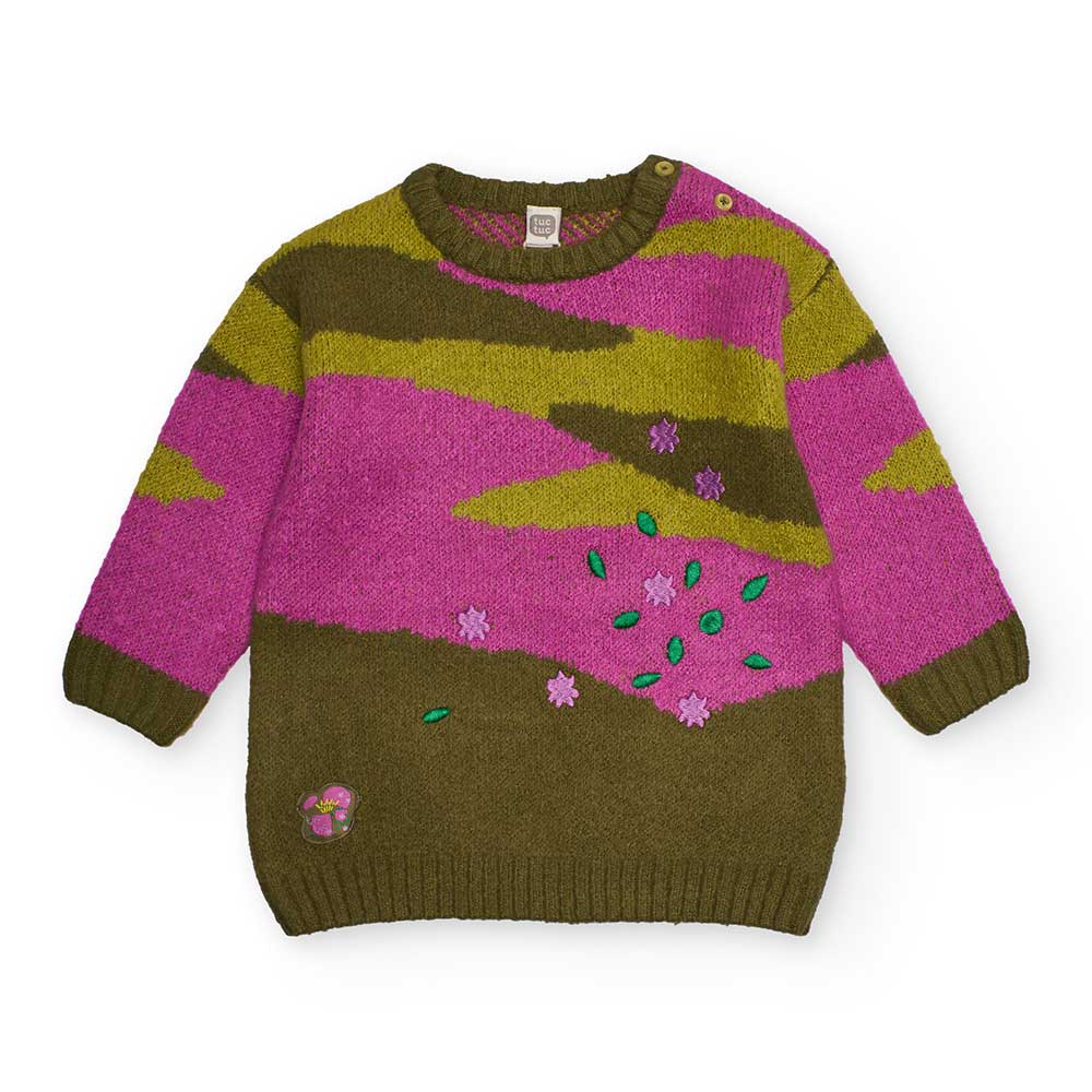 Scopri il maglione lavorato Tuc Tuc, pensato per avvolgere la tua bambina in un morbido abbraccio...