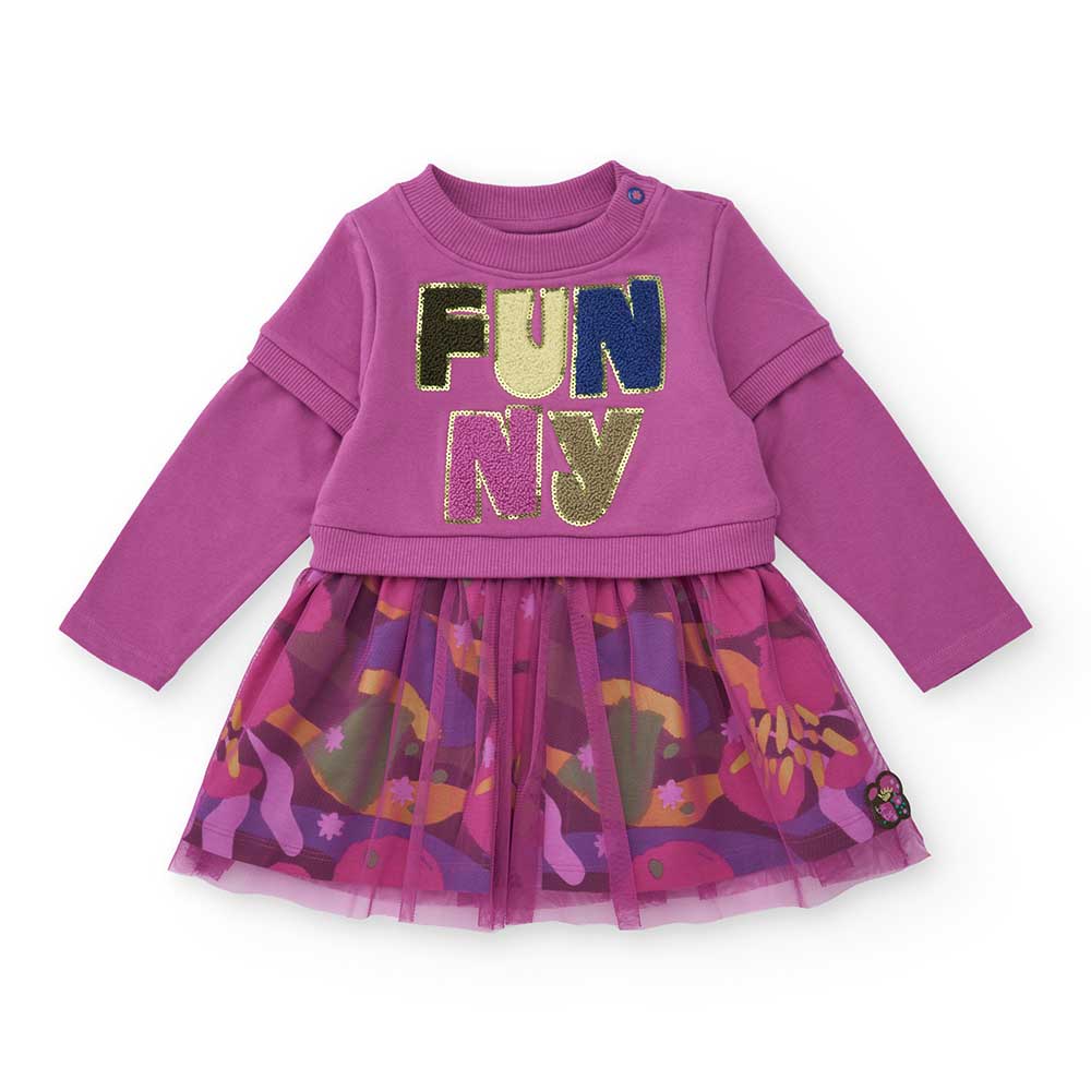 Abitino della Linea Abbigliamento Bambina Tuc Tuc, con parte superiore in felpa e gonna in tulle ...