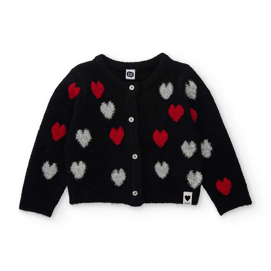 Scopri il calore e la dolcezza di questo cardigan con cuori, perfetto per i momenti freschi di au...