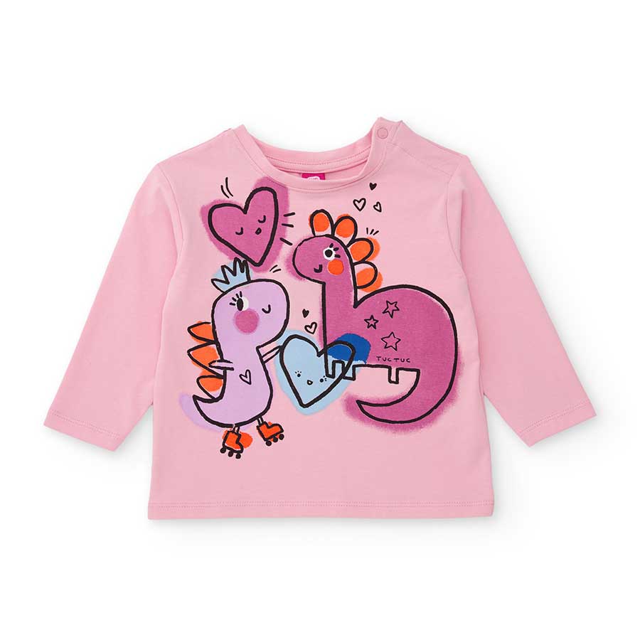 Questa maglia a manica lunga dal colore rosa acceso è perfetta per tenere al caldo la tua bambina...