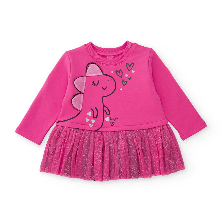 Questo abito maglia con tulle è perfetto per le tue piccole principesse nelle giornate fresche d'...