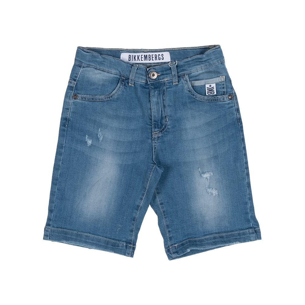 Bermuda in jeans della Linea Abbigliamento Bambino Bikkembergs, modello cinque tasche e misura re...