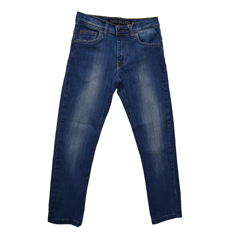 Pantalone jeans della Linea Abbigliamento Bambino Bikkembergs, modello regolare cinque tasche con...