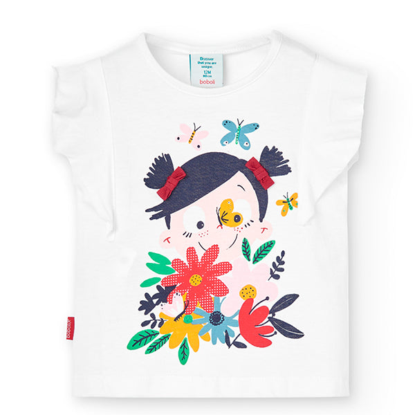 
Maglietta della linea Abbigliamento Bambina Boboli, con spallina con voilant, stampa colorata su...