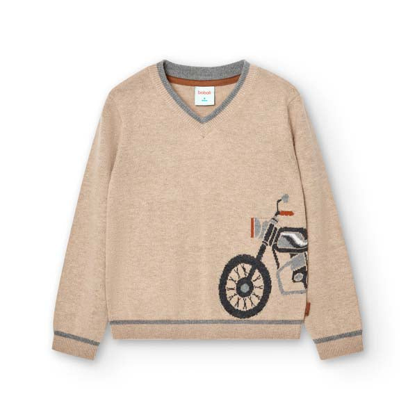 
Maglione della Linea Abbigliamento Bambino Boboli, con scollo a V e disegno di bicicletta che gi...