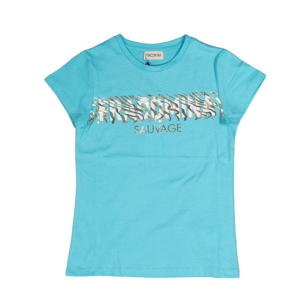 
Maglietta della Linea Abbigliamento Bambina Fracomina, con stampa a dettagli dorati sul davanti....