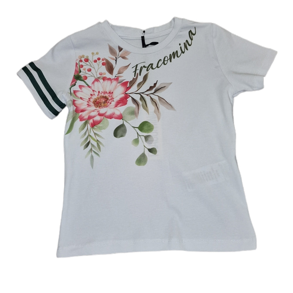 
Maglietta della Linea Abbigliamento Bambina Fracomina, con stampa colorata sul davanti e bordi d...