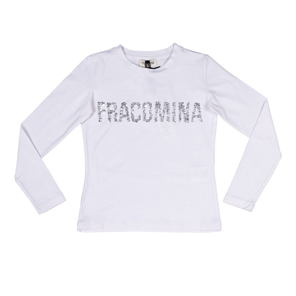 
T-shirt a manica lunga della Linea Abbigliamento Bambina Fracomina con scritta sul davanti in pa...