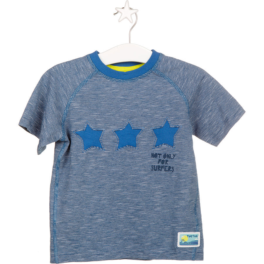 
  Maglietta della linea abbigliamento bambino Tuc Tuc in fantasia a microrighe con
  sul davanti...