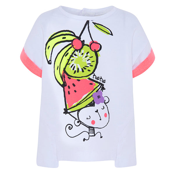 
  T-shirt della linea abbigliamento bambina Tuc Tuc con disegni fluo sul davanti e
  risvoltini ...