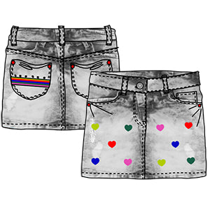 
  Gonnellina in jeans della linea abbigliamento bambina Tuc Tuc, con ricamini multicolor
  sul d...