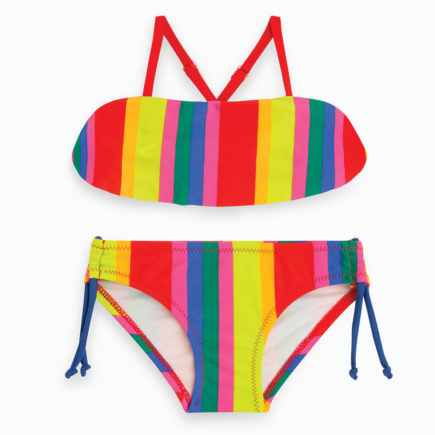 
  Costume bikini, della linea bambina mare Tuc Tuc, con fantasia multicolor, balza
  applicata n...