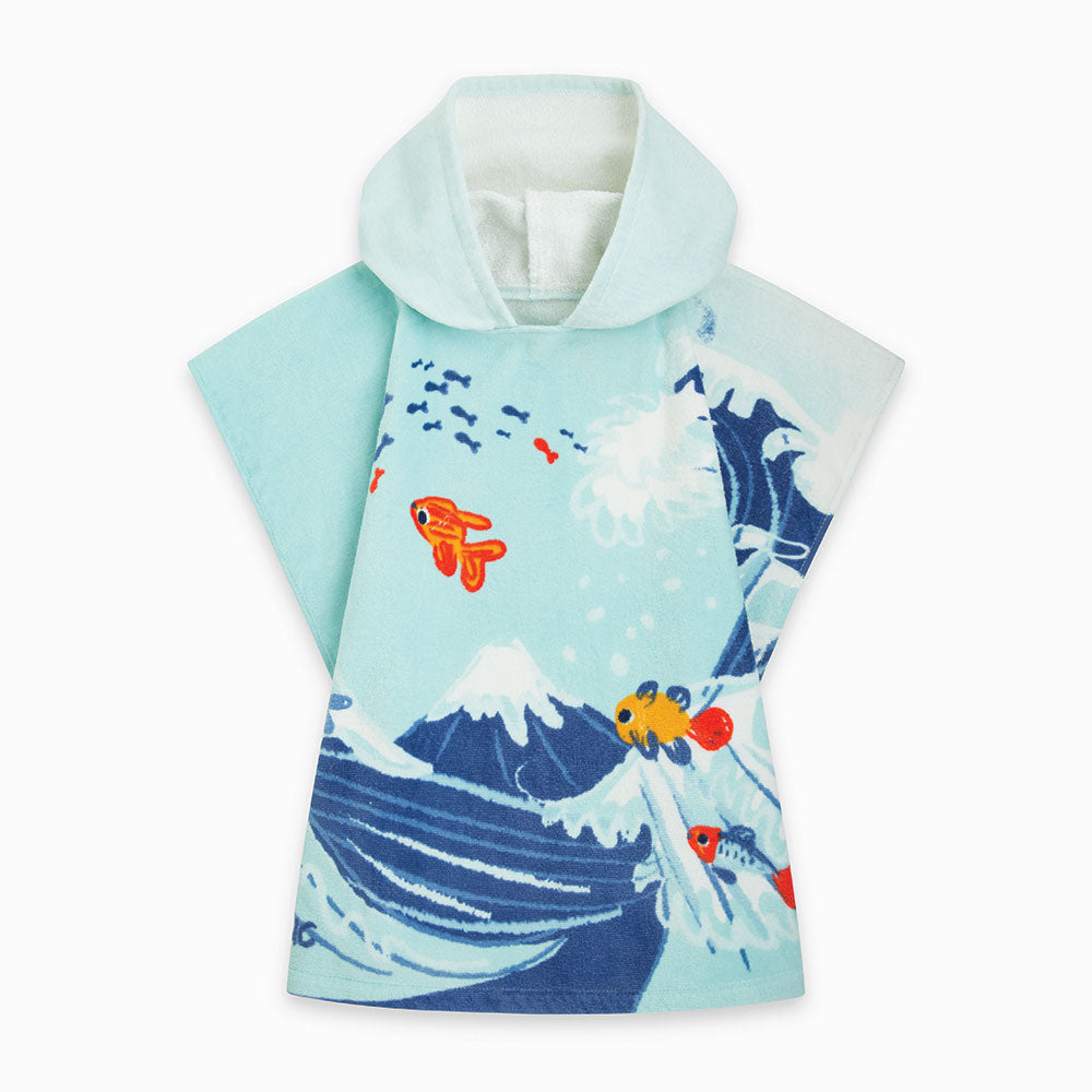 
  Poncho della Linea Abbigliamento Bambino Tuc Tuc con disegni stilizzati di pesci
  rossi all-o...