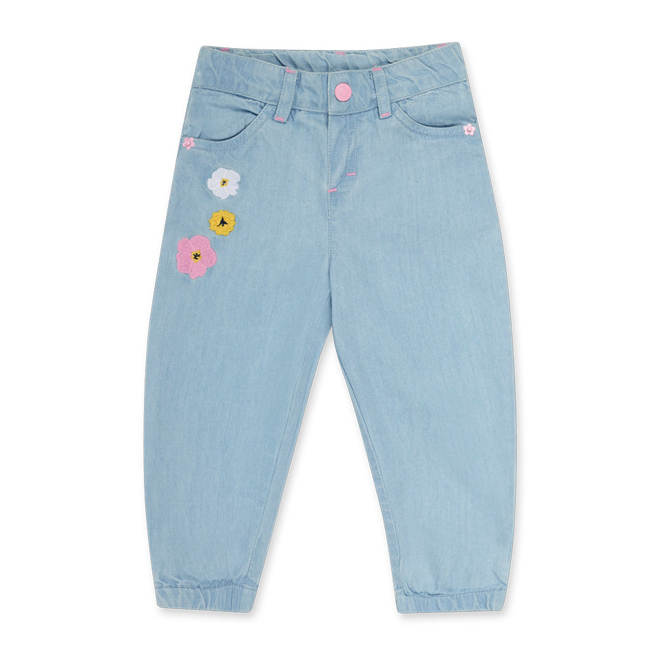 Pantalone jeans della Linea Abbigliamento Bambina Tuc Tuc, con elastico in vita e lavaggio chiaro...