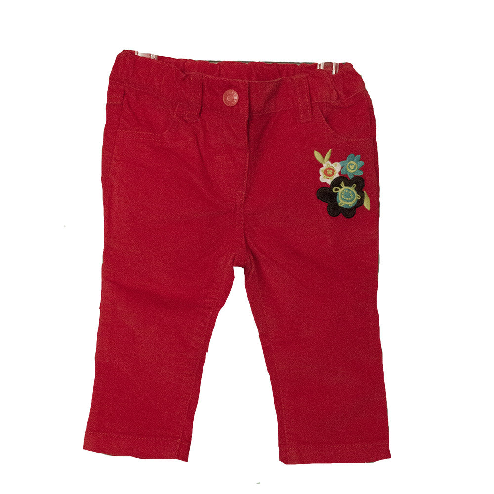 
  Pantalone della linea abbigliamento bambina Tuc Tuc, in velluto a costine, con fiore
  ricamat...