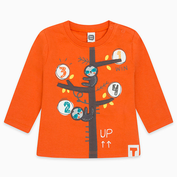
  T-shirt della Linea Abbigliamento Bambino Tuc Tuc colorata, con sul davanti disegni
  e applic...