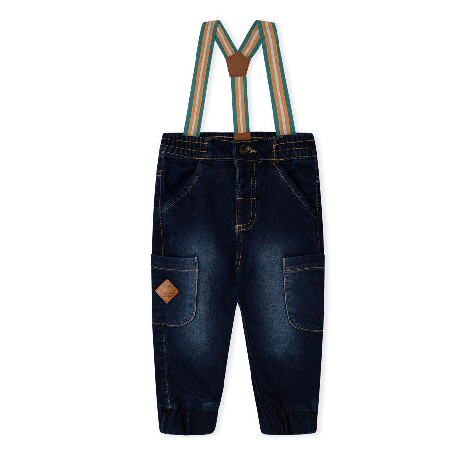 
Pantalone jeans della Linea Abbigliamento Bambino Tuc Tuc, con elastici sul fondo e bretele colo...